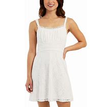 BCX Womens White Lace Short Sleeveless Mini Dress Juniors L BHFO 3553