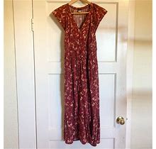 Old Navy Dresses | Waist-Defined Midi With Pockets | Color: Red | Size: Xs