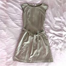 Calvin Klein Dresses | Calvin Klein Olive Green Belted Linen Sleeveless Dress | Color: Green | Size: 4
