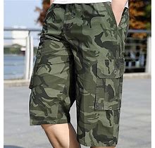 Mens Cargo Hiking Shorts,Men's Cargo Shorts With Multi Pockets Relaxed Fit Below Knee Long Work Tactical Shorts