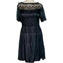 Nine West Dresses | Dress Little Black Lace Nine West Short Sleeve Women's Size 10 | Color: Black | Size: 10