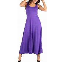 24Seven Comfort Apparel Slim Fit A-Line Sleeveless Maxi Dress - Lilac
