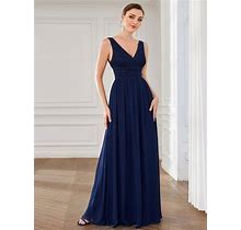 Women's Lace Empire Waist V-Back Sleeveless Chiffon Evening Dress