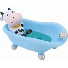 PRETYZOOM Cute Plastic Soap Dish Boxes Funny Animal Cow Bathtub Sky-Blue