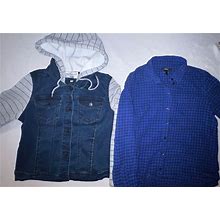 Womens 2Pc Clothing Bundle Size L - Forever 21 - Wallflower Jean Jacket - Plaid