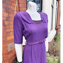 Stunning 1940S Purple Crepe Beaded Dress So Stylish And Old Hollywood