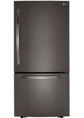 LG - 25.5 Cu. Ft. Bottom-Freezer Refrigerator With Ice Maker - Black Stainless Steel