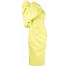 Rachel Gilbert Alessandra One-Shoulder Midi Dress - Yellow