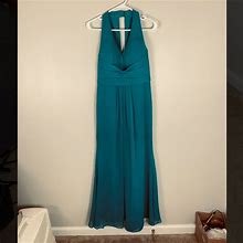 David's Bridal Dresses | Davids Bridal Bridesmaid/Wedding Guest Halter Dress Teal/Turquoise Oasis Size 6 | Color: Blue | Size: 6