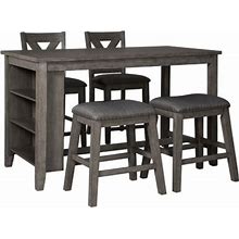 Caitbrook Counter Height Dining Table And 4 Barstools, Gray By Ashley, Furniture > Kitchen And Dining Room > Dining Room Sets