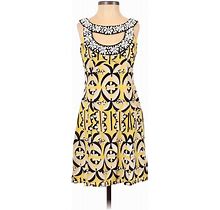 Nanette Lepore Casual Dress - Mini Scoop Neck Sleeveless: Yellow Dresses - Women's Size 0