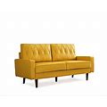Container Furniture Direct Modern Style Faux Leather Sofa With Elegant Round Tapered Legs And Button Tufted Backrest Perfect For Living Room,
