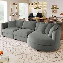 JUSTONE 111.4''Curved Sofa Modern Curved Couch For Living Room Modular Sectional Sofa 3 Seat Sofa With Three Pillows And Curved Seat For Bedroom Apar