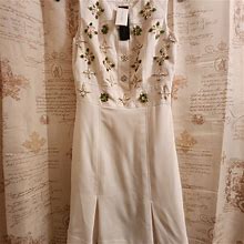 Banana Republic Dresses | Banana Republic Embellished Fit & Flare Dress Off White Dress With Beads Size 2 | Color: White | Size: 2