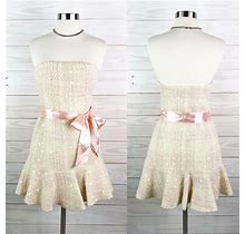 Banana Republic Dresses | Banana Republic Dress Wool Sequin Belted Strapless | Color: Cream | Size: 0P