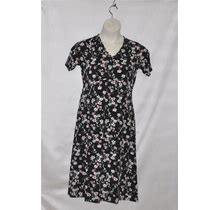 Joan Rivers Petite Floral Garden Jersey Knit Midi Dress Size XSP Black