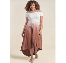 Women's Off-The-Shoulder Ombre Dress - Brown Multi, Size 2X By Venus