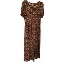 S Oyaconcept Womens Boho Floral Print Maxi Dress Short Sleeves Shirred Neck