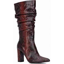 New York & Company Womens Earla Block Heel Chelsea Boots | Red | Regular 8 | Boots Chelsea Boots