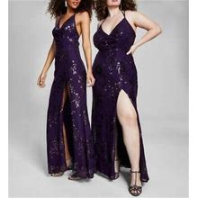 $149 Speechless Women's Sequin Slit Long Sleeveless Dress A2660