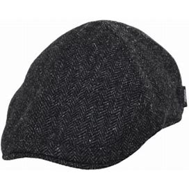 Men's Wigens Caps Classic Shetland Wool Herringbone Duckbill Ivy Cap: SIZE: 62cm Dark Gray