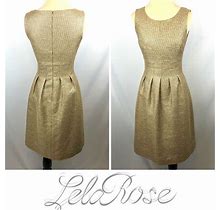 Lela Rose Dresses | Lela Rose Gold Metallic Wool Cocktail Dress Sz 0 | Color: Gold | Size: 0