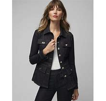 Women's Petite Denim Utility Jacket In Dark Wash Denim Size XXS | White House Black Market