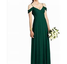 Dessy Collection Dresses | Cold-Shoulder V-Back Chiffon Maxi Dress | Color: Green | Size: 6