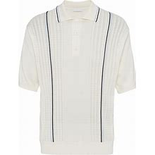 Prada Silk And Cotton Polo Shirt, Men, White, Size 48