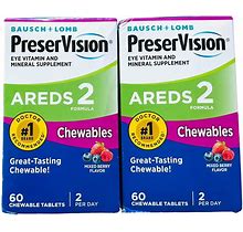 2 BOXES Bausch + Lomb Preservision Areds 2 Chewables Mixed Berry 60 Tabs 07/2025