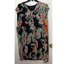 Lauren Ralph Lauren Cap Sleeve Shift Dress Plus Size 18W Vneck Black Floral $165