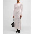 Ganni Long-Sleeve Sequin Maxi Dress, Mauve Chalk, Women's, 4, Casual & Work Dresses Maxi Dresses