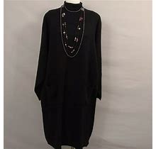 Bloomingdale's Tops | Black Sweater Dress Lagenlook Tunic Knit W Pockets | Color: Black | Size: 3X