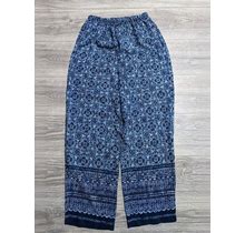 Blair Pants Adult Petite Small Blue Pattern High-Rise Elastic Waist