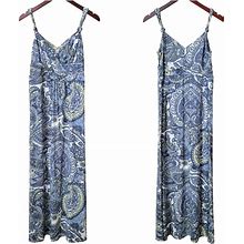 Loft Dresses | Ann Taylor Loft Petite Boho Paisley Print Knit Maxi Dress | Color: Blue/White | Size: 10P