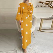 Jmntiy The Fashion Women's Winter Plus Size Casual Round Neck Loose Sexy Long Sleeve Printed Dress Clearance
