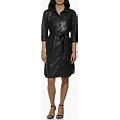 Calvin Klein Women's Modern Edgy Faux Leather Belted Dress