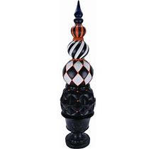Haunted Hill Farm 4-Ft. Resin Ball And Finial Topiary In A Black Pedestal Urn - Indoor Or Outdoor Halloween Decoration