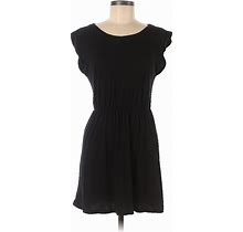 Forever 21 Casual Dress - Mini Scoop Neck Short Sleeve: Black Solid Dresses - Women's Size Medium