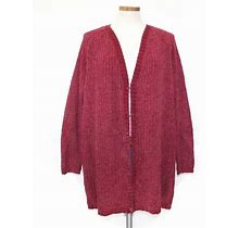 VENUS Raspberry Chenille Knit Oversized Open Front Cardigan Sweater Size L