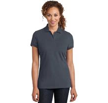 District Clothing DM425 District Made Ladies Stretch Pique Polo Grey Smoke Extra Larg