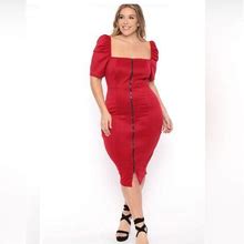 Curvy Sense Dresses | Nwt Gorgeous Red Zip Up Dress Size 22/24-3X | Color: Red | Size: 3X