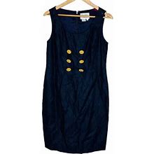 Teri Jon Rickie Freeman Black Linen Dress Size 8 Sheath Sleeveless