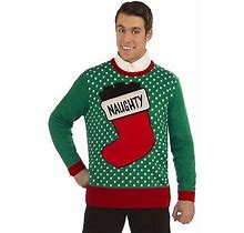 Forum Adult Naughty Stocking Ugly Christmas Sweater Costume Top, As