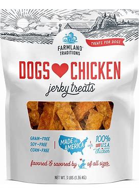 Farmland Traditions Dogs Love Chicken Premium Two Ingredients Jerky Treats For Dogs (3 Lbs USA Raised Chicken)