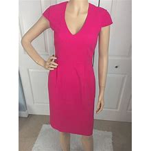 H&M Dresses | Hot Pink Fitted Sheath Dress V Neck Crape | Color: Pink | Size: 6