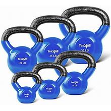 Yes4all Blue 105 Lb Vinyl Coated / Pvc Kettlebell Combo / Set Includes 5-30Lb Size 5