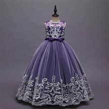 Vedolay Little Girl Dresses Girls Polka Dot Print Midi Dress Button Down V Neck Short Sleeve Ruffle Casual Dresses,Purple 110