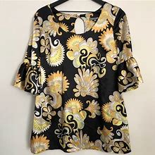 Ny Collection Dresses | Groovy Mini Dress /Tunic, Back Zipper - Super Cool | Color: Black/Gold | Size: M