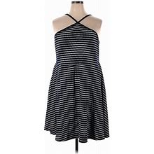 Torrid Casual Dress - Mini Halter Sleeveless: Blue Stripes Dresses - Women's Size 3X Plus